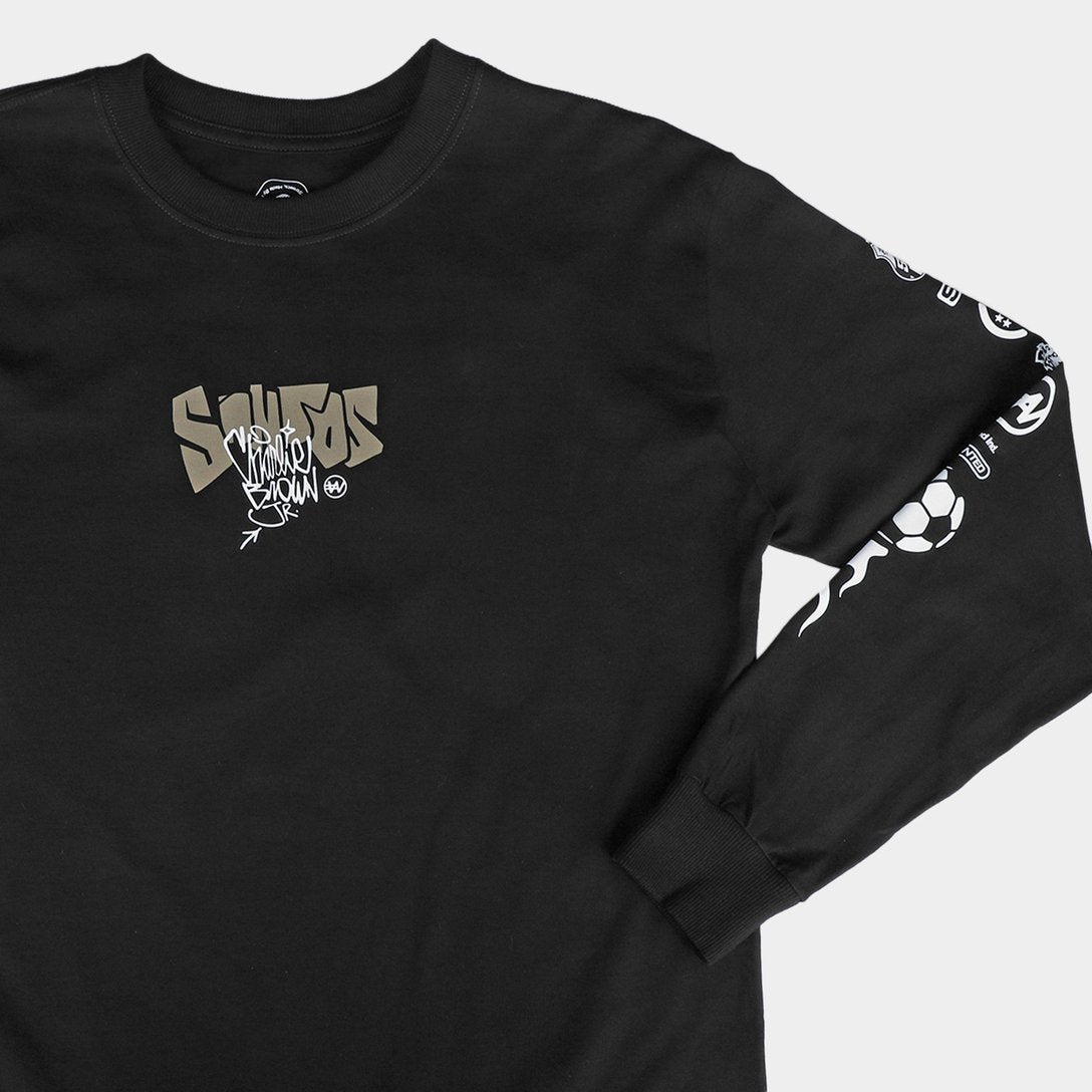 Camiseta Manga Longa Santos Fish Drip Masculina - Preto