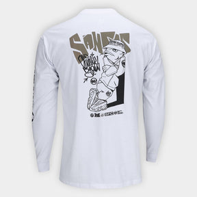 Camiseta Manga Longa Santos Fish Drip Masculina - Branco