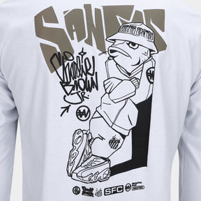 Camiseta Manga Longa Santos Fish Drip Masculina - Branco