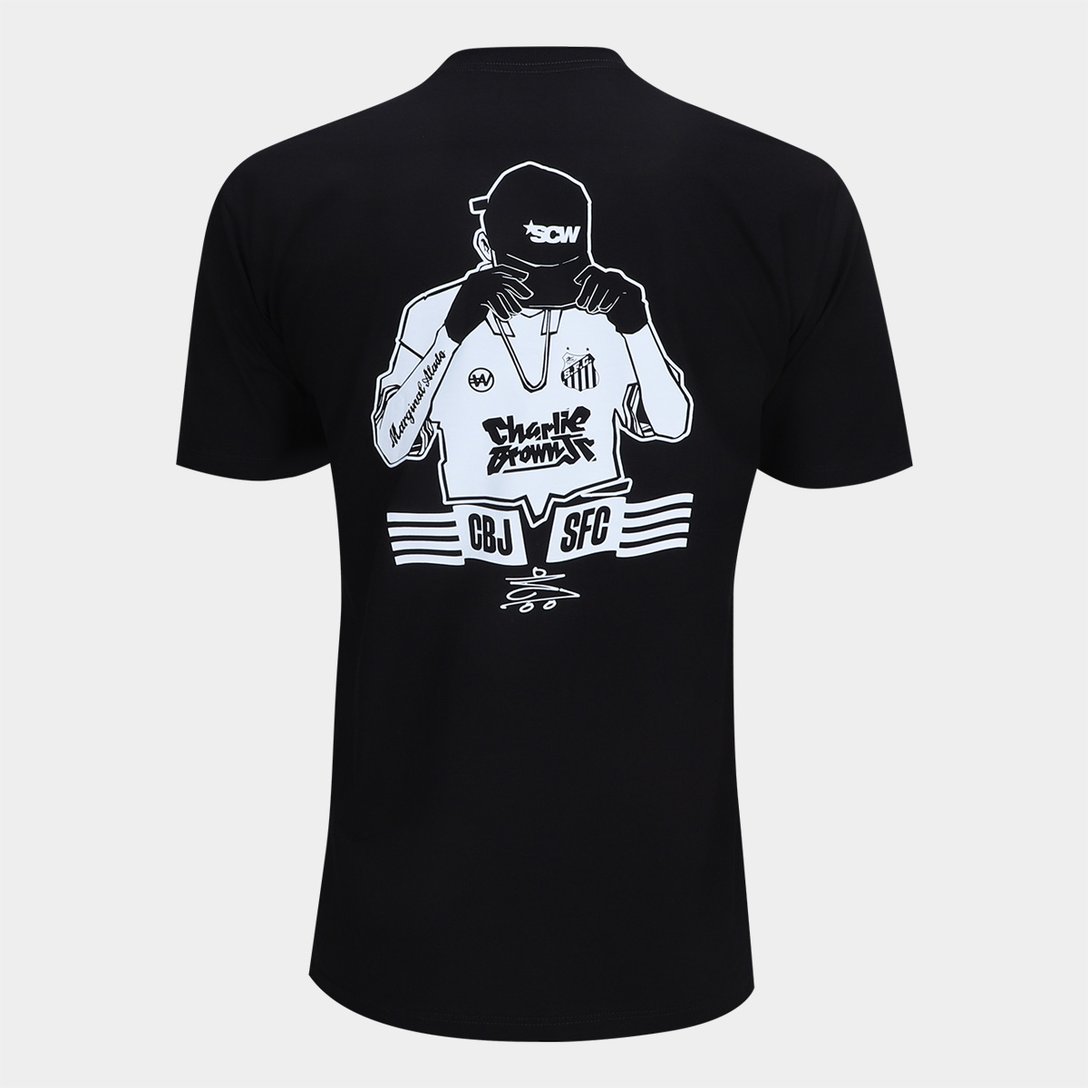 Camiseta Santos Joga Bola Masculina - Preto
