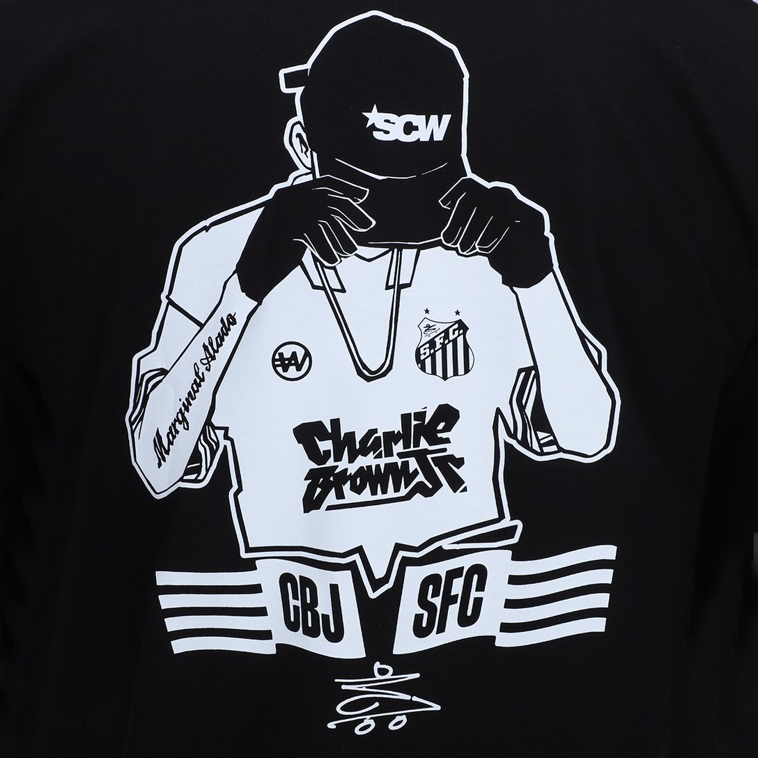 Camiseta Santos Joga Bola Masculina - Preto